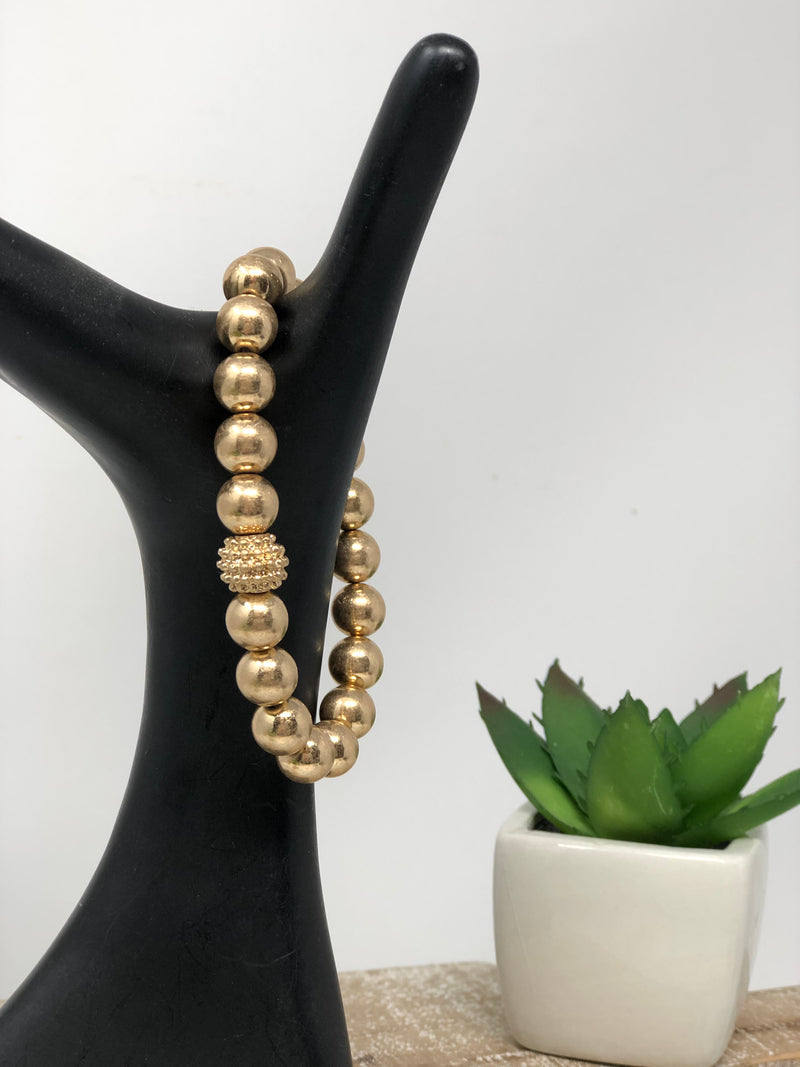 Brushed Gold/Beaded Bracelets