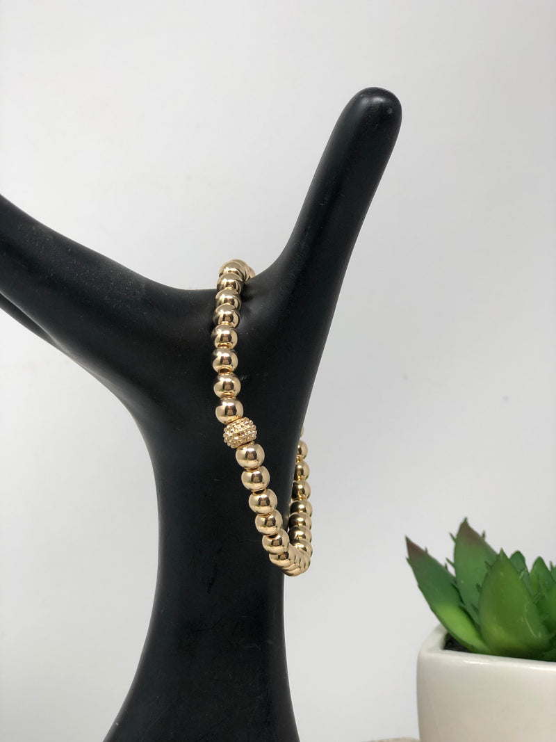Gold Shiney/Beaded Bracelets